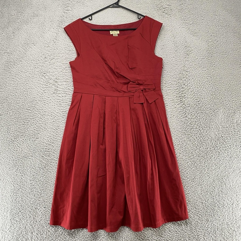 Lindy Bop Dress Womens 12 Red Bow Fit Flare Retro 50s Knee Length Party Wedding